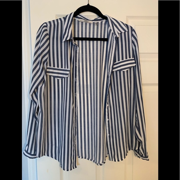 Striped Button Down Blouse - Picture 3 of 4